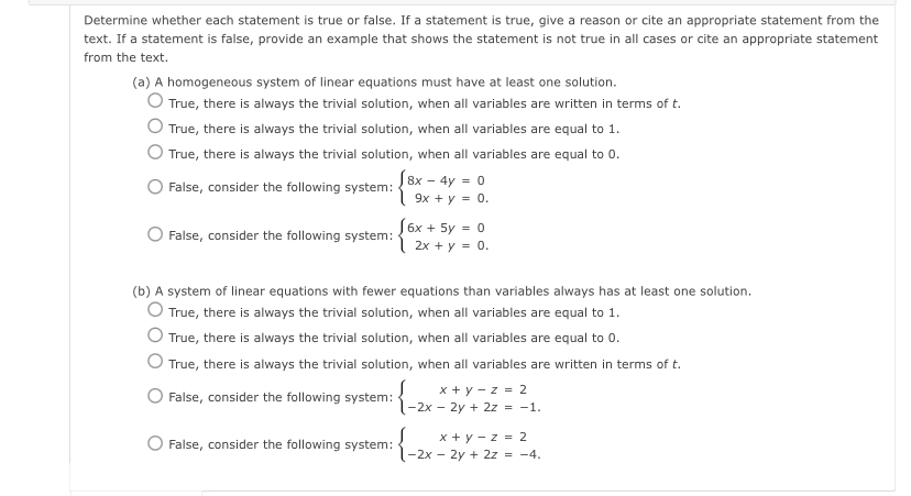 Solved Determine whether each statement is true or false. If | Chegg.com