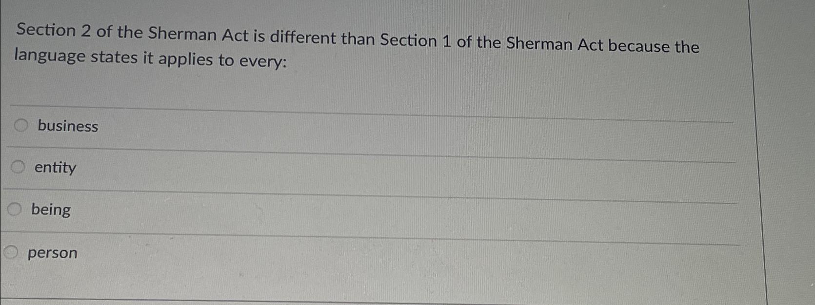 sherman act section 1 violation