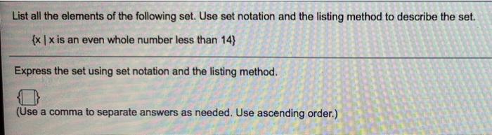 Solved List all the elements of the following set. Use set | Chegg.com
