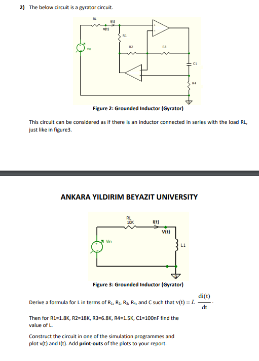 Solved The below circuit is a gyrator circuit.This circuit | Chegg.com