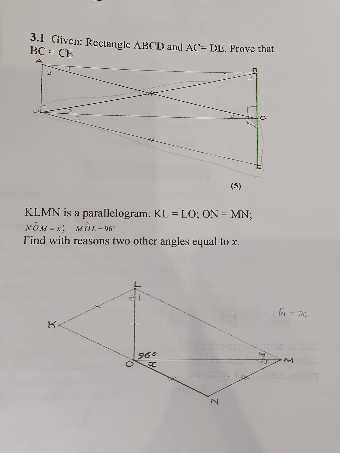 3 1 Given Rectangle Abcd And Ac De Prove That Chegg Com