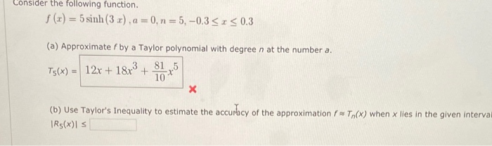 Solved Consider the following function. S (x) = 5 sinh (3x) | Chegg.com