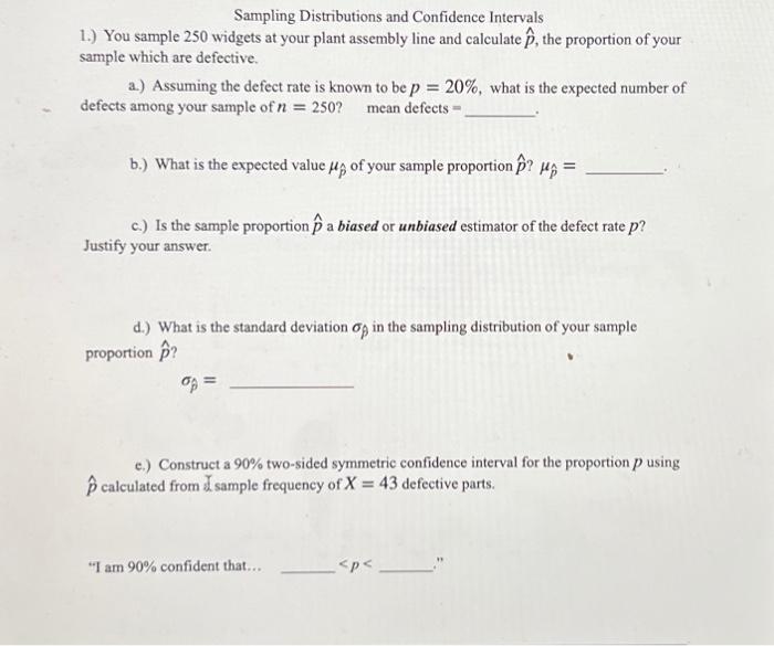 Solved Sampling Distributions and Confidence Intervals 1.) | Chegg.com