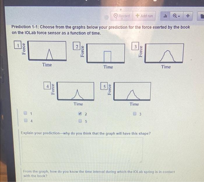 Solved Record + Add run Q- Prediction 1-1: Choose from the | Chegg.com