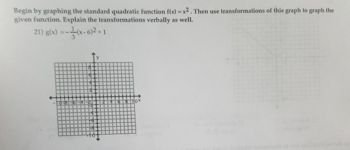 Solved Begin by graphing the standard quadratic function | Chegg.com