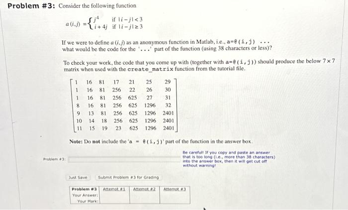 Solved Problem \#3: Consider the following function | Chegg.com
