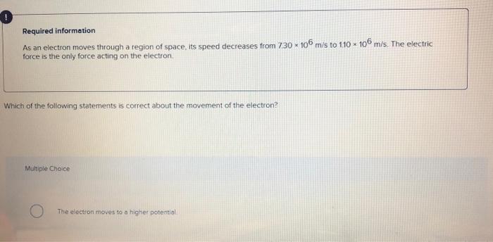 Solved Required information As an electron moves through a | Chegg.com