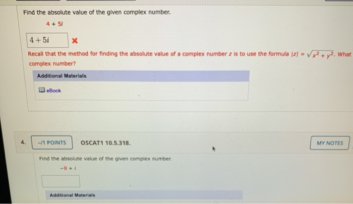 Solved Find the absolute value of the given complex number. | Chegg.com