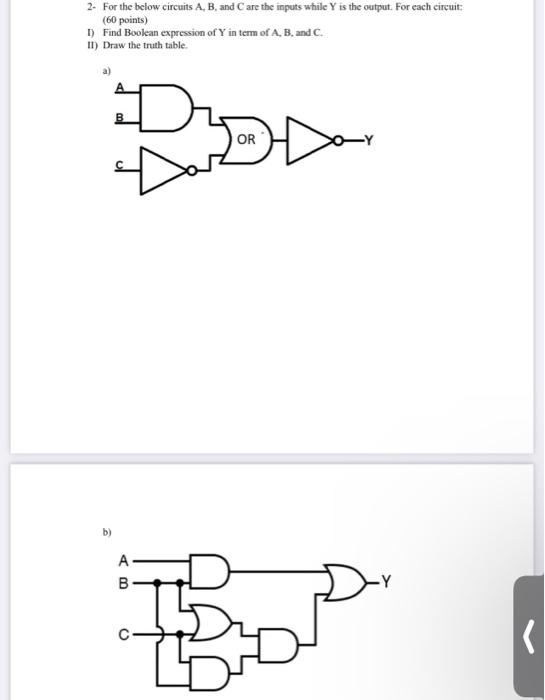 Solved 2. For The Below Circuits A, B, And Care The Inputs | Chegg.com