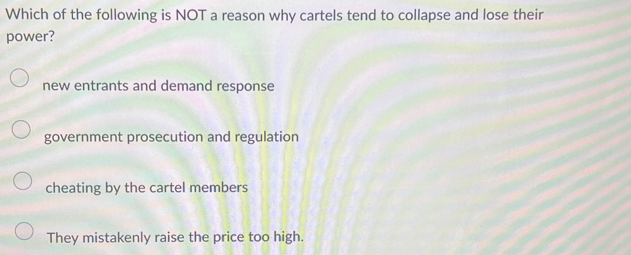 Solved Which of the following is NOT a reason why cartels | Chegg.com