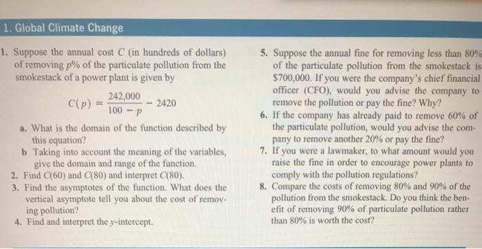 Solved 1. Global Climate Change 100 - P 1. Suppose the | Chegg.com