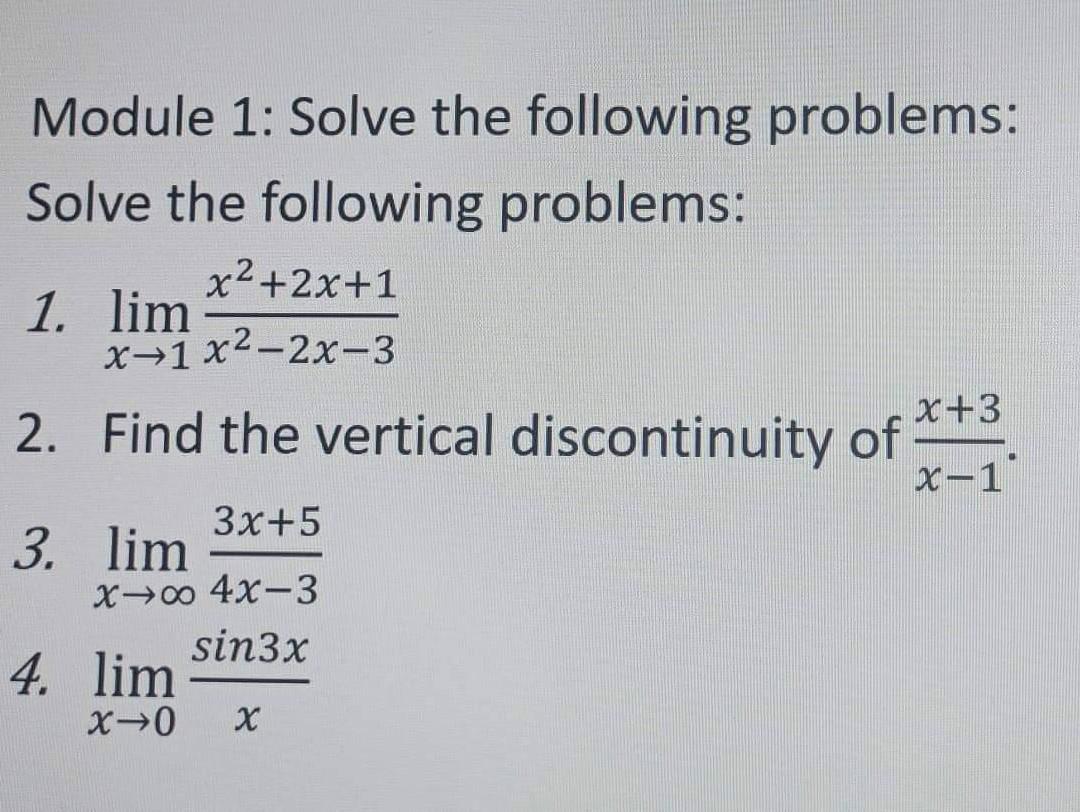 Solved Module 1: Solve The Following Problems: Solve The | Chegg.com