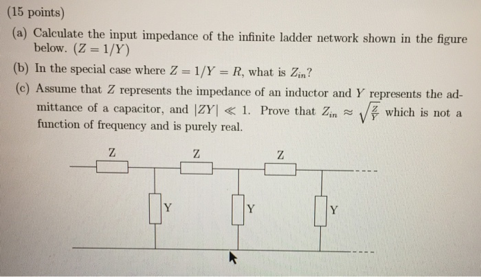 Solved (15 points) (a) Calculate the input impedance of the | Chegg.com