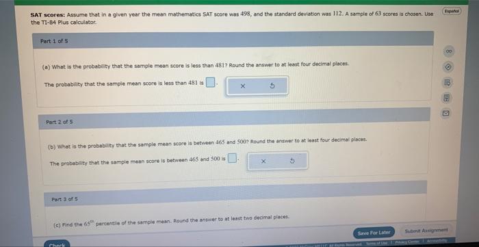 Solved SAT scores: Assume that in a given year the mean | Chegg.com