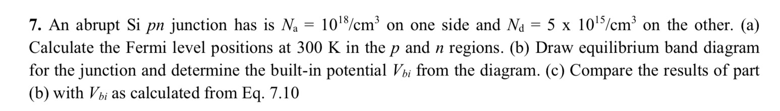 Solved An abrupt Si pn junction has is Na=1018cm3 ﻿on one | Chegg.com
