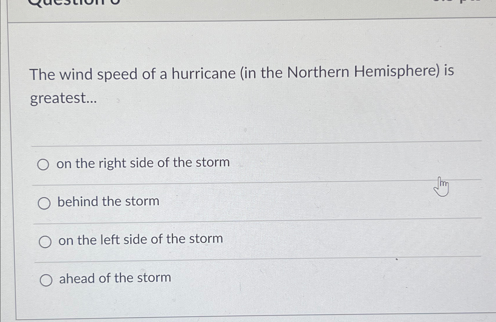 Solved The Wind Speed Of A Hurricane (in The Northern | Chegg.com