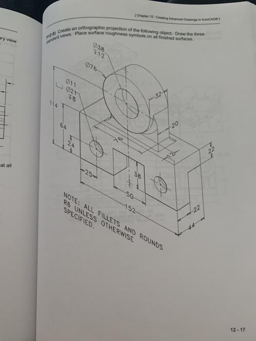 Solved Och 12. CD Create an orthographic projection of the | Chegg.com