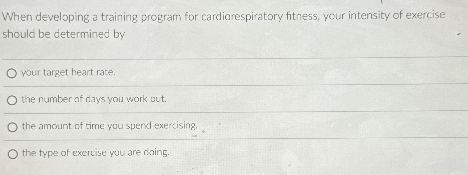 Cardiorespiratory training online program