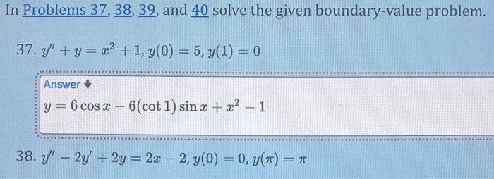 Solved In Problems 37,38,39, and 40 solve the given | Chegg.com