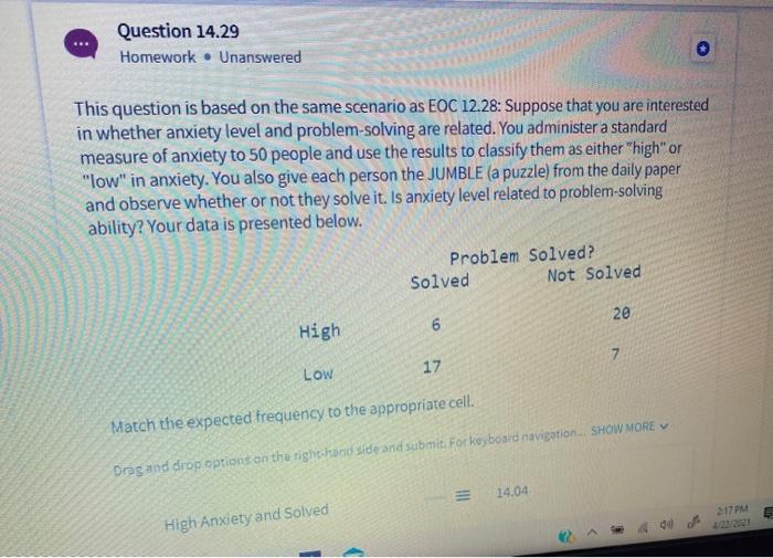 Solved Question 14.29 Homework. Unanswered This question is | Chegg.com