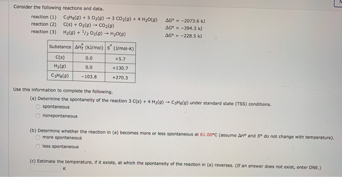 Solved Consider the following reactions and data. reaction | Chegg.com
