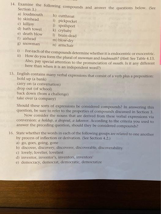 14. Examine the following compounds and answer the