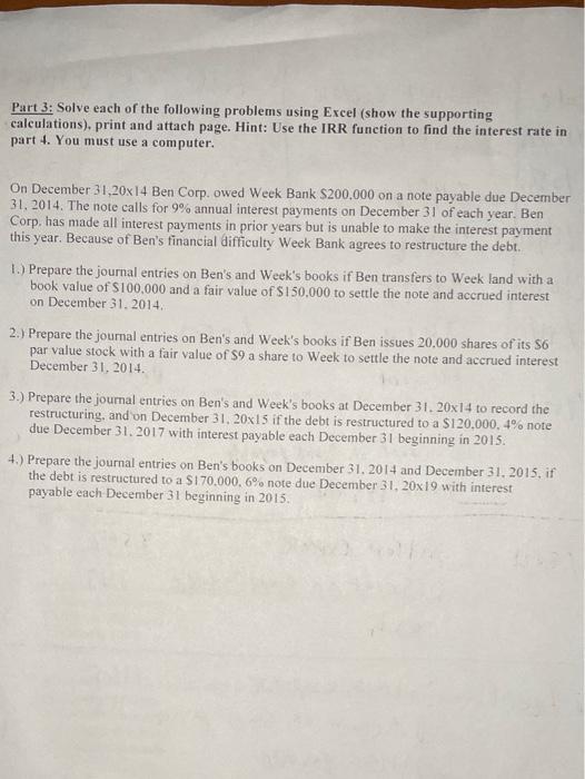 Solved Part 3: Solve each of the following problems using | Chegg.com