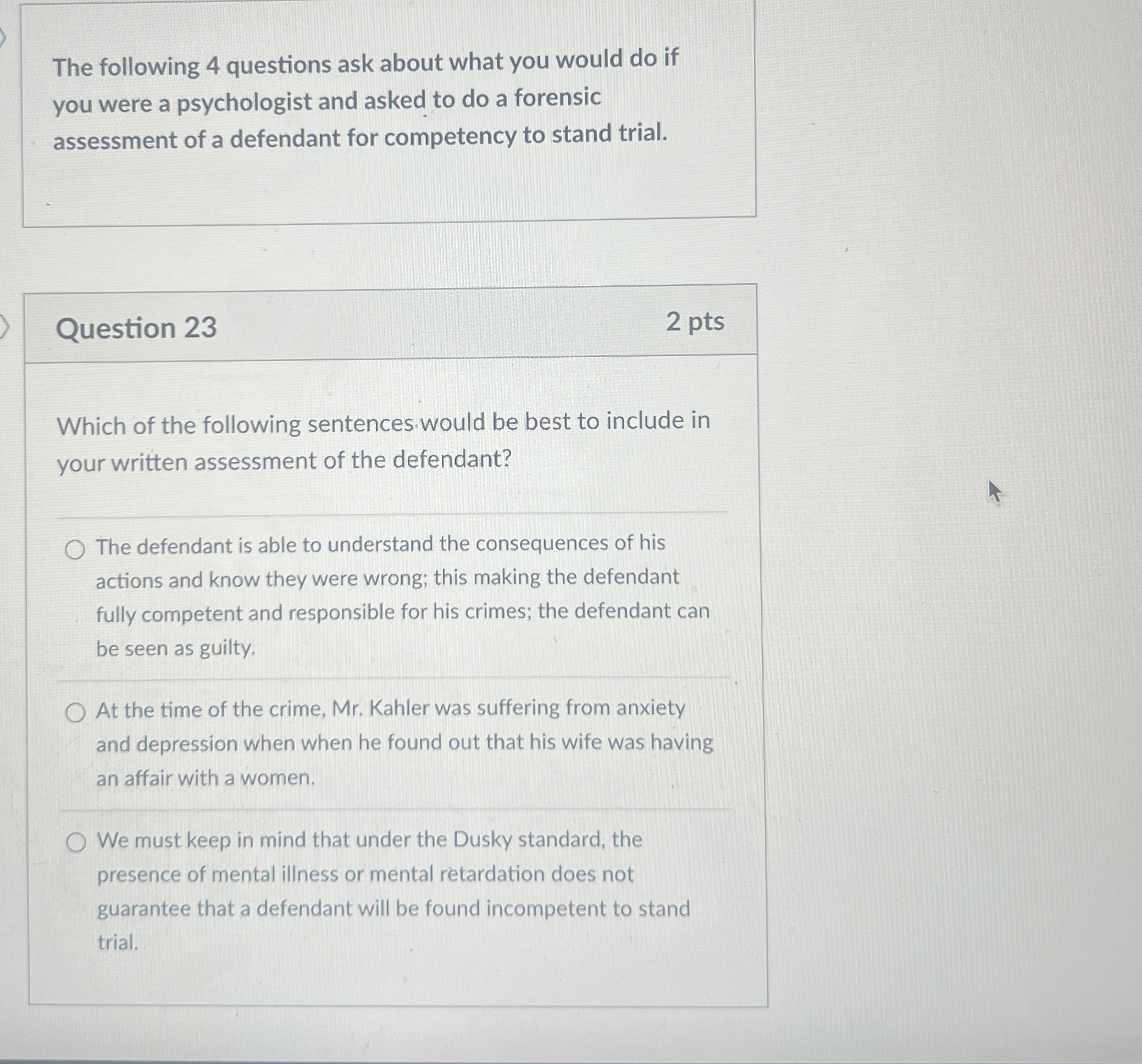 Solved The following 4 ﻿questions ask about what you would | Chegg.com