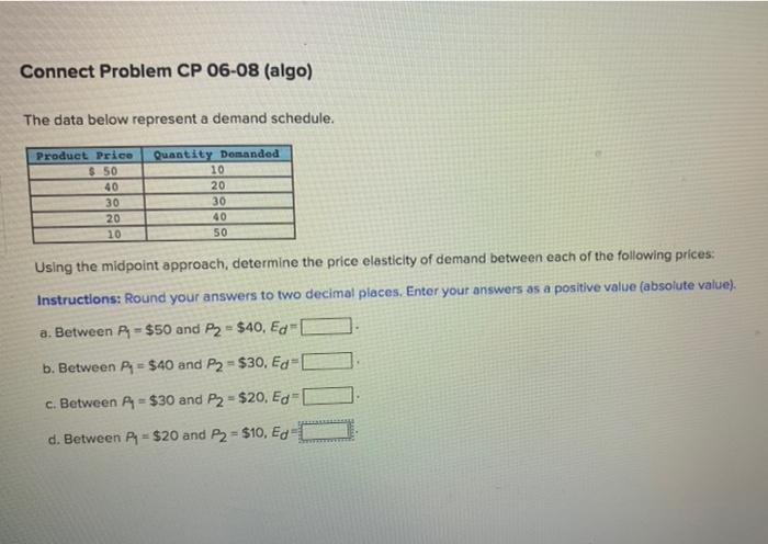 Solved Connect Problem Cp 06 08 Algo The Data Below Chegg Com