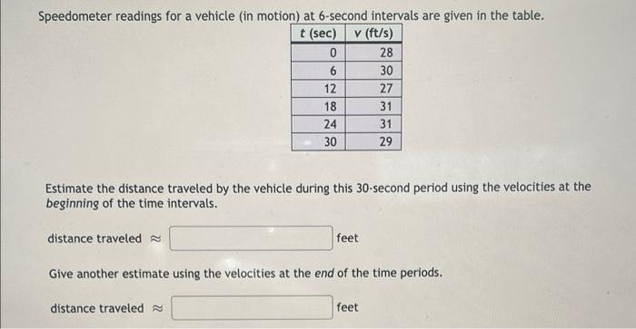 Solved Speedometer readings for a vehicle (in motion) at | Chegg.com