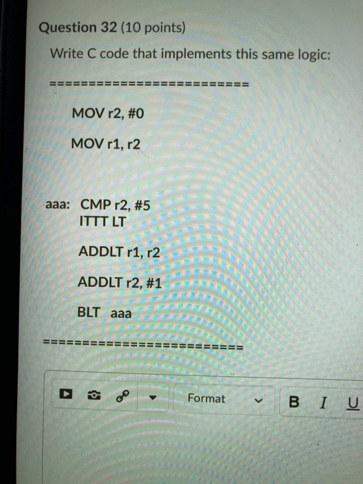 Solved Question 32 (10 points) Write C code that implements | Chegg.com