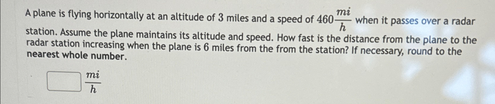 Solved A plane is flying horizontally at an altitude of 3 | Chegg.com