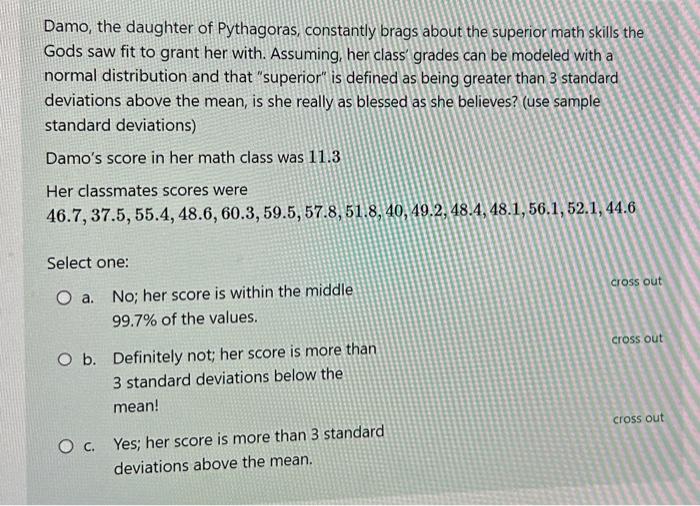 Solved Damo, The Daughter Of Pythagoras, Constantly Brags | Chegg.com