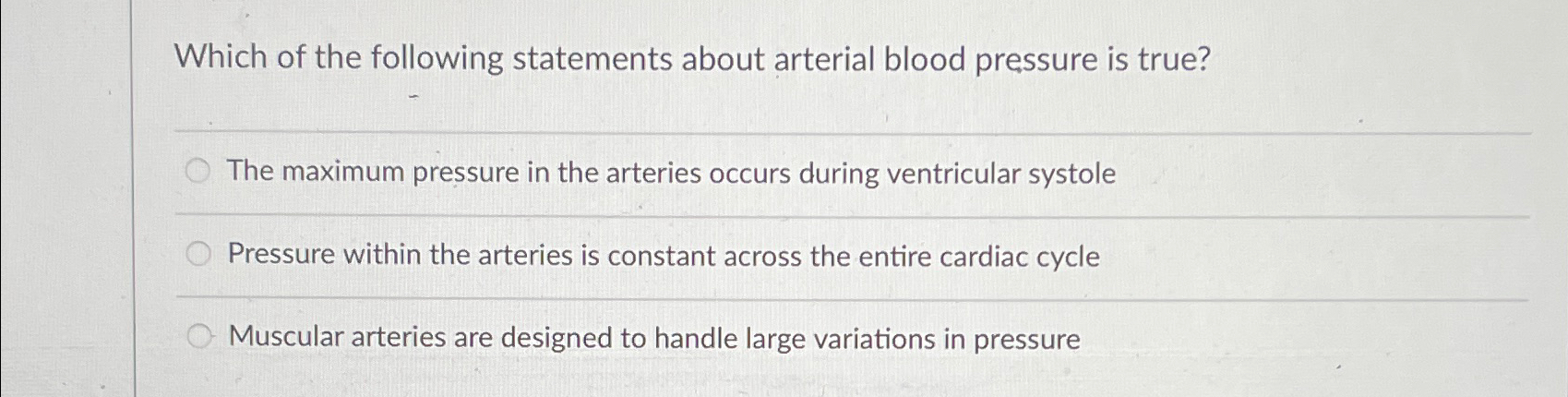 Solved Which of the following statements about arterial | Chegg.com
