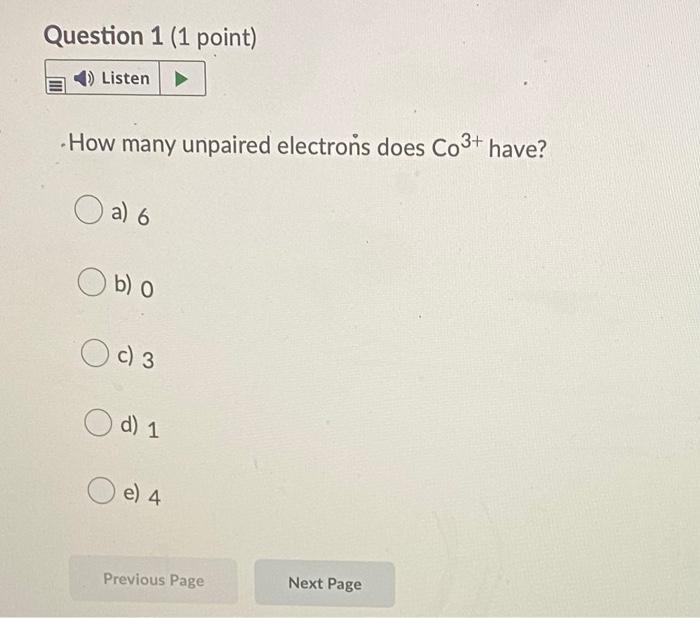 how many number of unpaired electrons present in co nh3 6 3