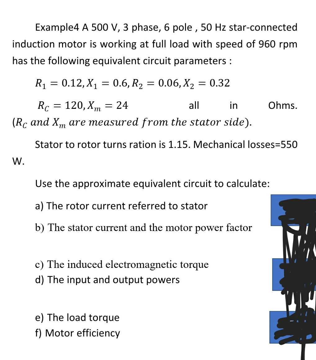 Solved A 500V,3 ﻿phase, 6 ﻿pole , 50 ﻿Hz star-connected | Chegg.com