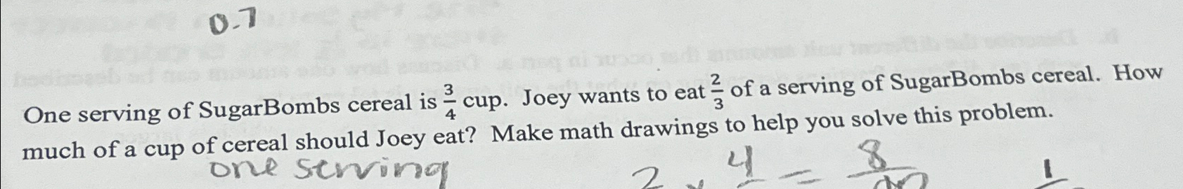 Solved One serving of SugarBombs cereal is 34 ﻿cup. Joey | Chegg.com