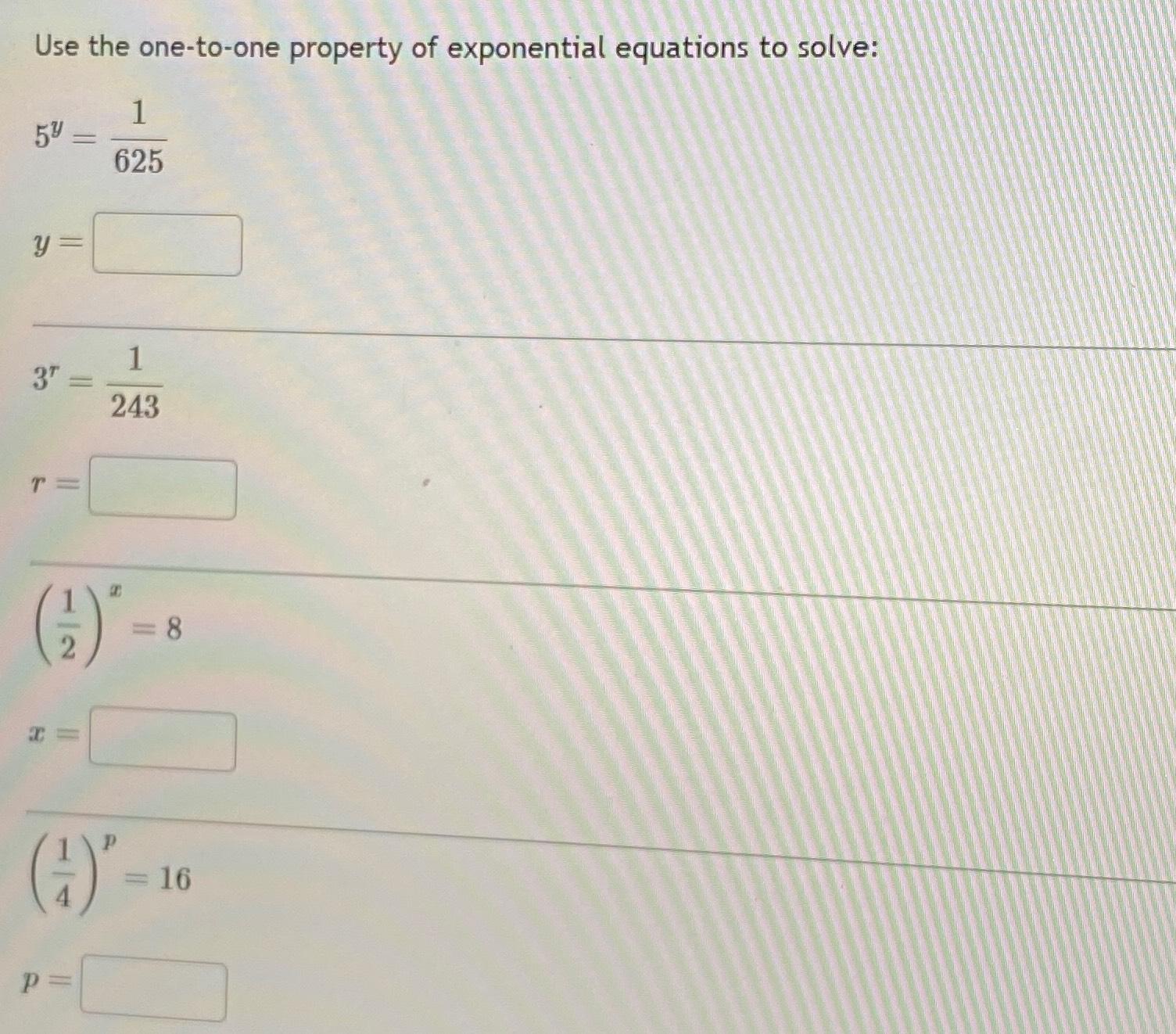 Solved Use the one-to-one property of exponential equations | Chegg.com