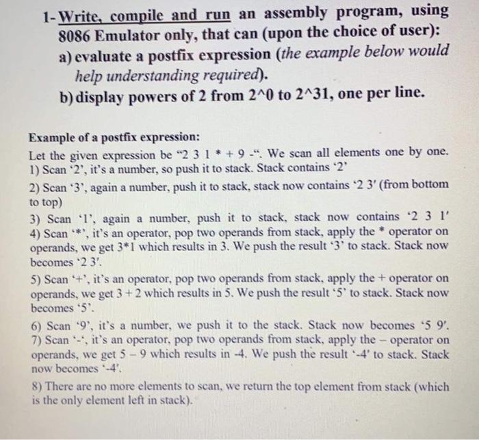 Solved 1-Write, compile and run an assembly program, using | Chegg.com