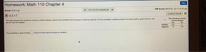 Solved Save Homework: Math 110 Chapter 4 Score: 0 of 1 pt | Chegg.com