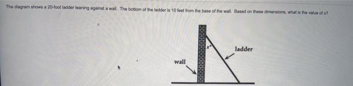 Solved The Diagram Shows A 20-foot Ladder Leaning Against A | Chegg.com