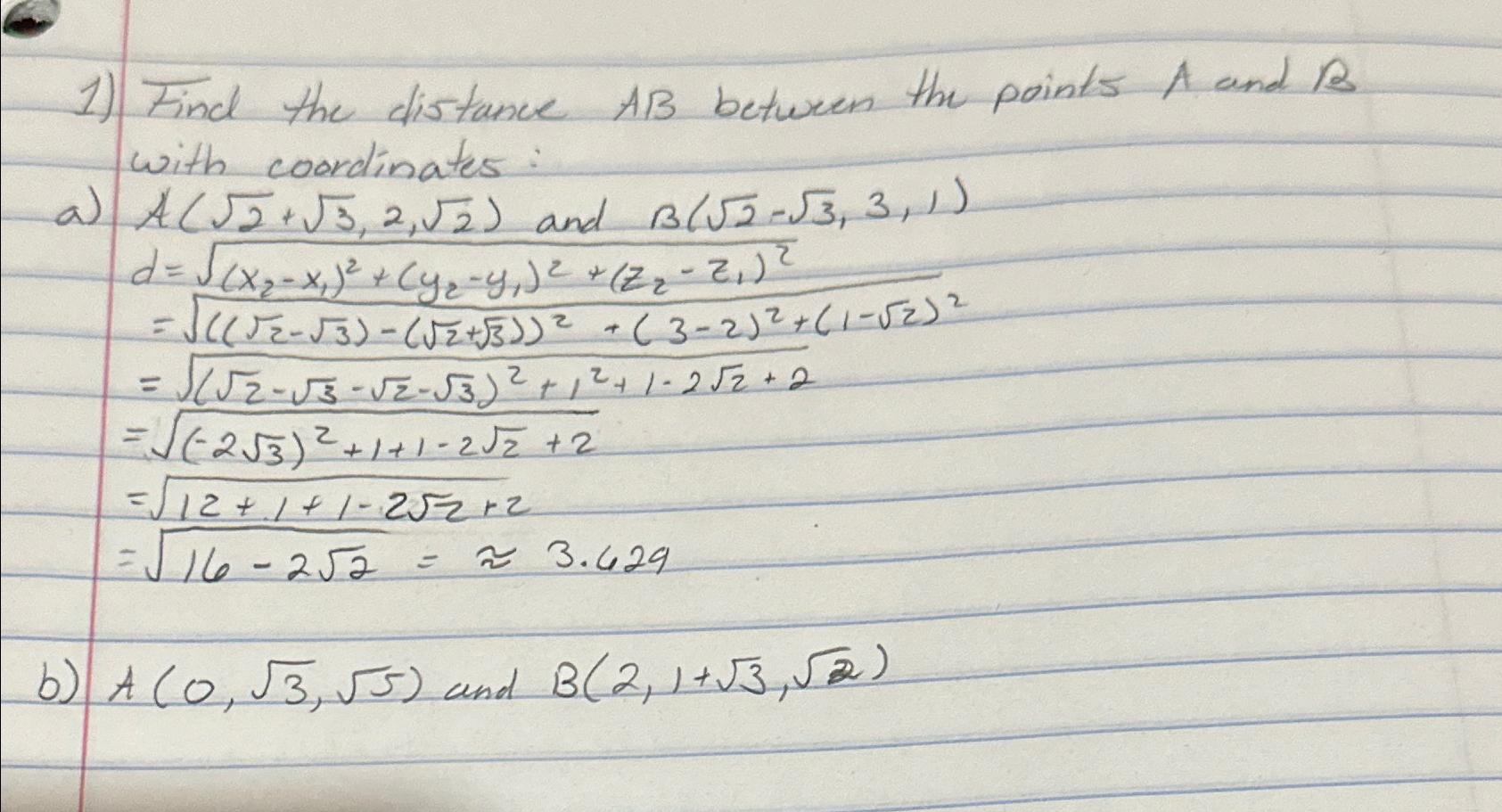 Solved Find The Distance AB ﻿between The Points A And B | Chegg.com