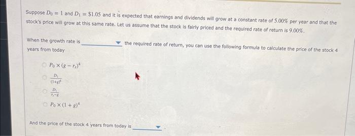 Solved Suppose that D0=$1.00 and the stock's last closing | Chegg.com