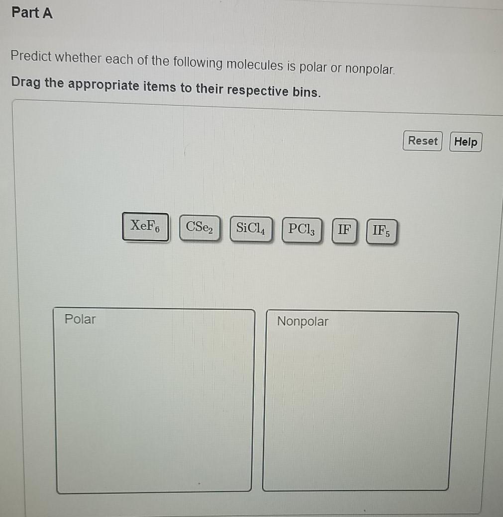 Solved Part A Predict whether each of the following | Chegg.com