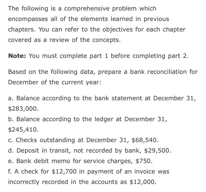 Solved The Following Is A Comprehensive Problem Which | Chegg.com