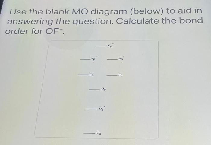 Solved Use the blank MO diagram (below) to aid in answering | Chegg.com