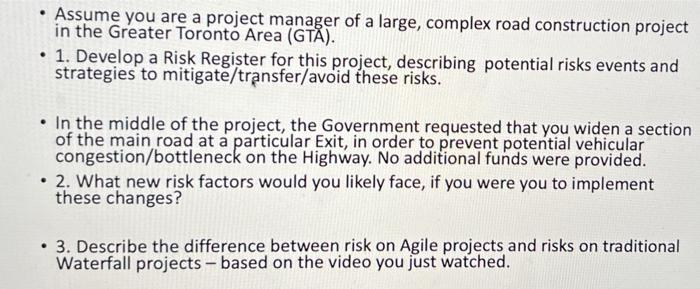 Solved Assume you are a project manager of a large, complex | Chegg.com