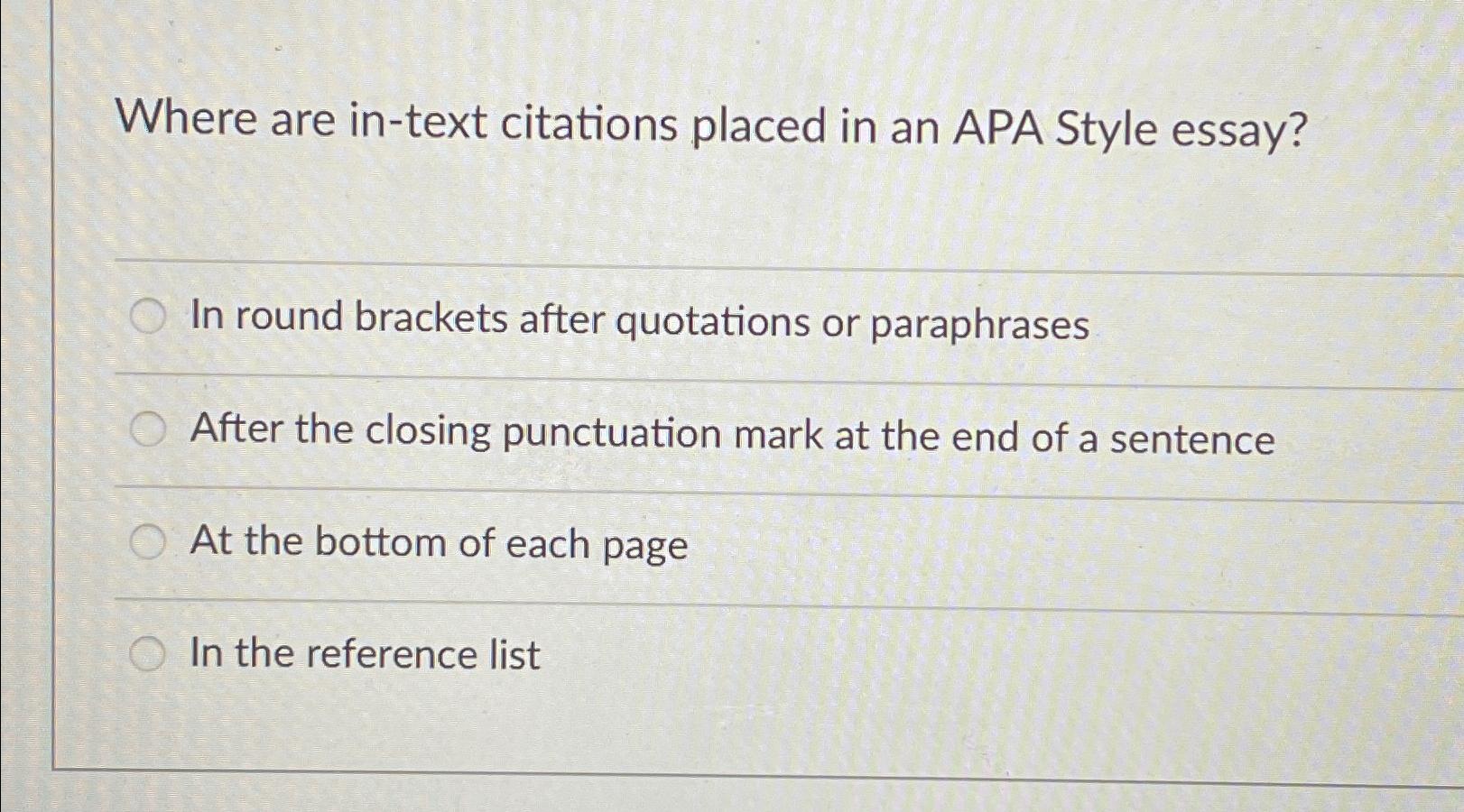 in text citations placed in an apa style essay