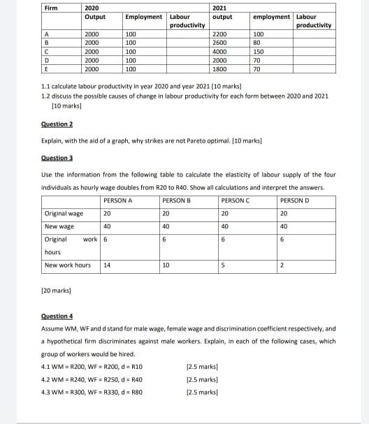 Solved 1.1 calculate labour productivity in year 2020 and | Chegg.com