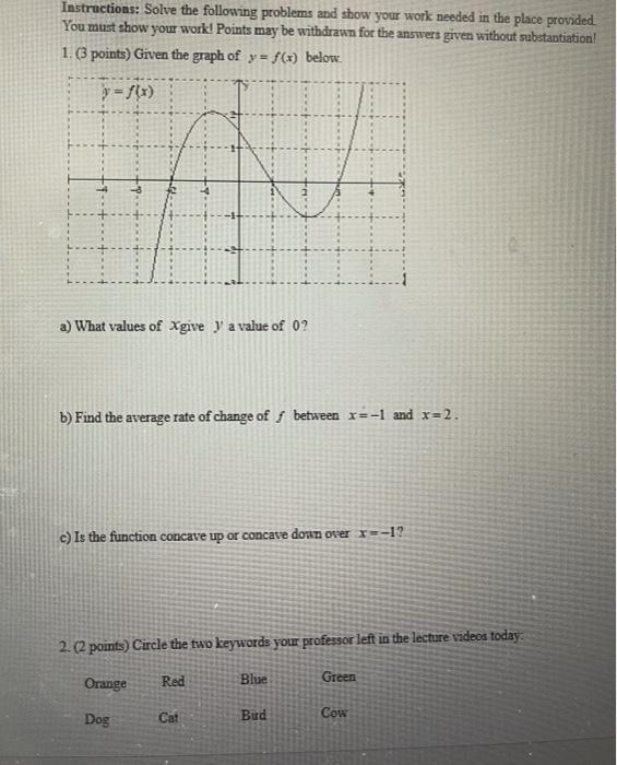 Solved Instructions: Solve the following problems and show | Chegg.com